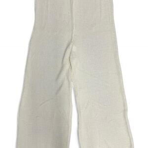 white waffle knit stretchy pants